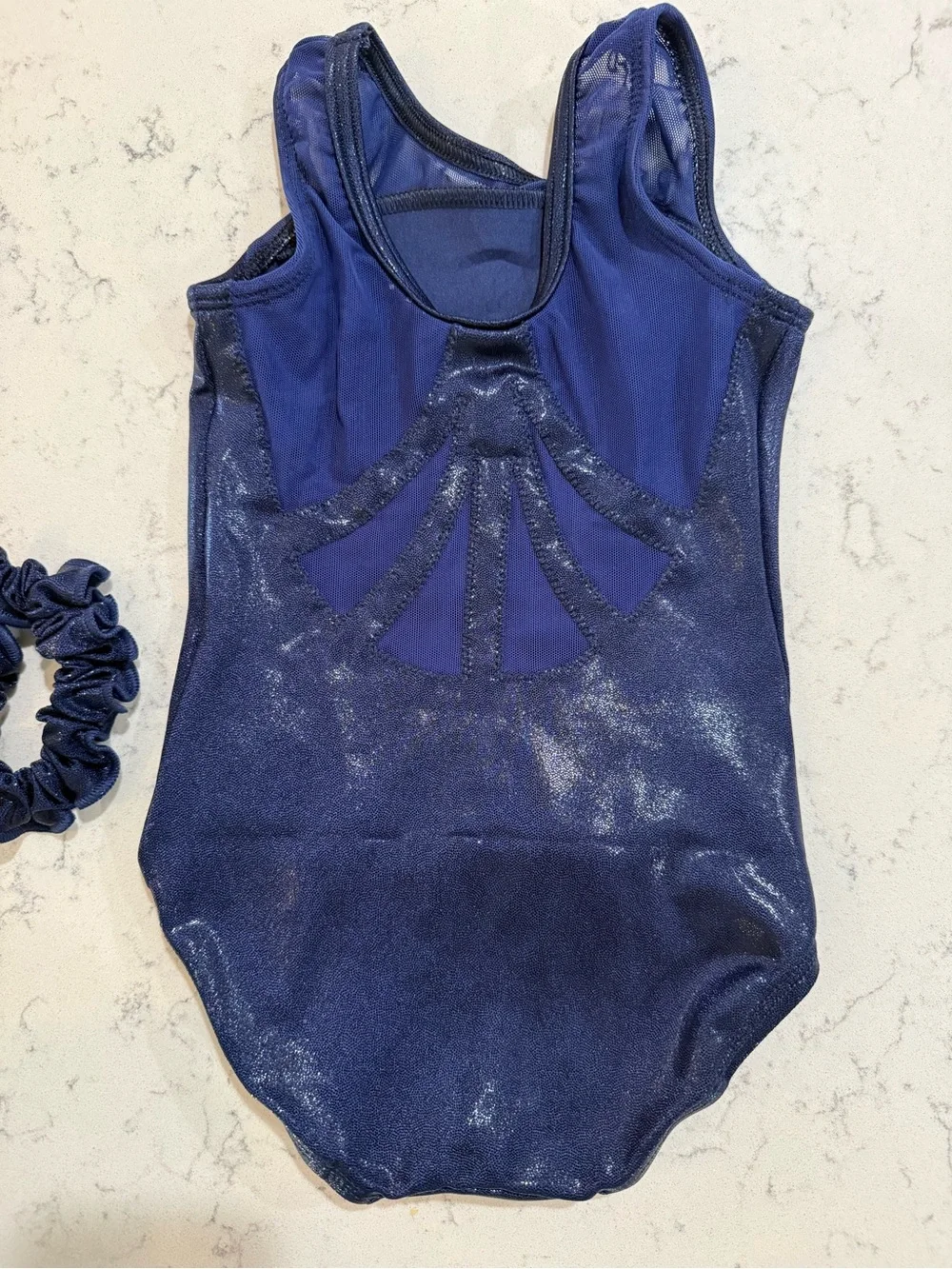 GK Navy Shimmer Gymnastics Leotard with Rhinestone Arc
